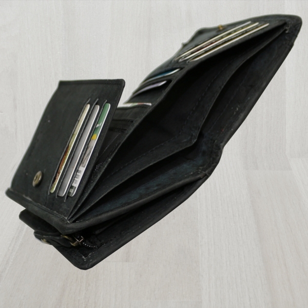 flevado Geldbörse Unisex Damen Herren Echt Leder RFID Schutz Schwarz
